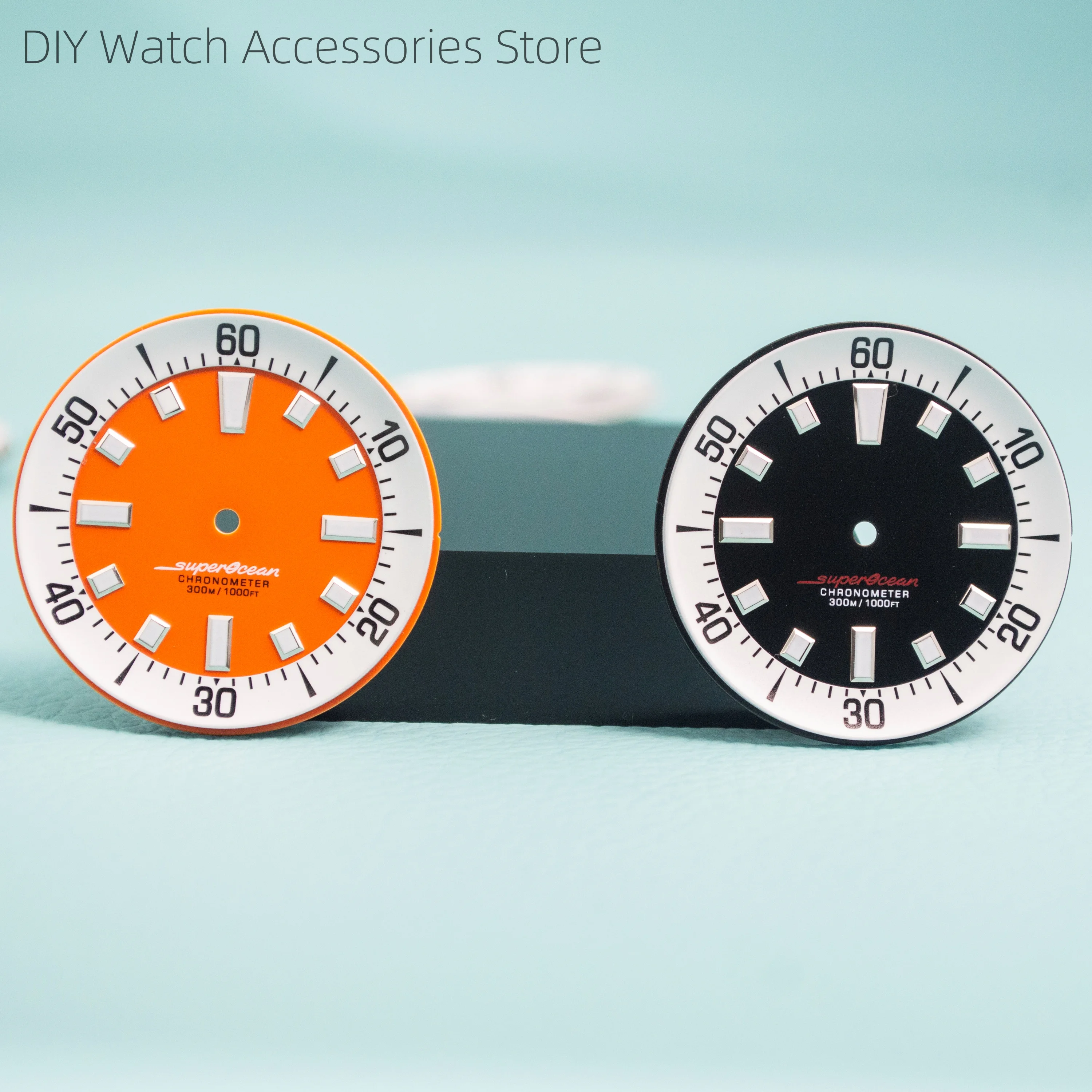 

Циферблат 33,5 мм для часов SUPEROCEAN, циферблат NH35, зеленый светящийся циферблат, подходит для модификации механического механизма NH35, замена циферблата для часов.