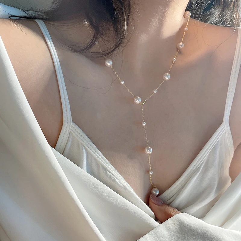 2025, neues Design, elegante Imitationsperlen-Quasten-Halskette mit mehreren Tragen, trendiges Schmuckzubehör für Frauen und Mädchen – Detail 7