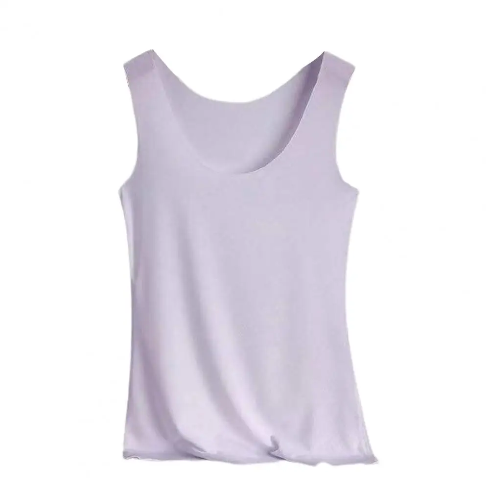 Women Ice Silk Seamless for Tank Top Basic Sleeveless O-Neck Racerback Thin Shirts Plain Solid Color Yoga Vest Undershirt