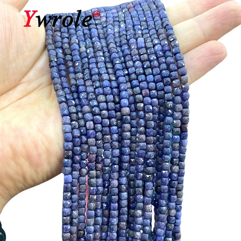 4x4mm Natural Stone Faceted Cube Sapphire Loose Square Spacer Beads for Jewelry Making Diy Bracelets Charms Accessories