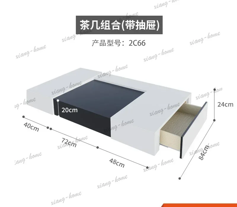 Light luxury  rock slab coffee table floor TV cabinet combination small apartment simple square side table