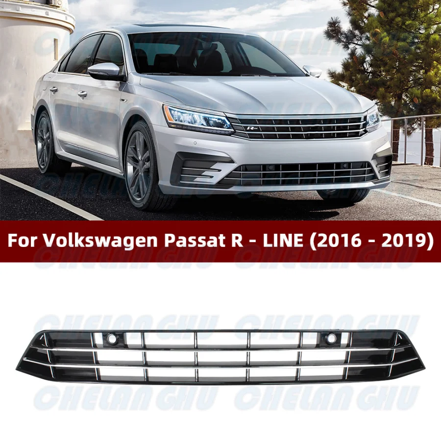 

For VW Passat R-LINE 2016 2017 2018 2019 Front Bumper Lower Center Grille With Radar Hole Car accessories 561 853 671 G