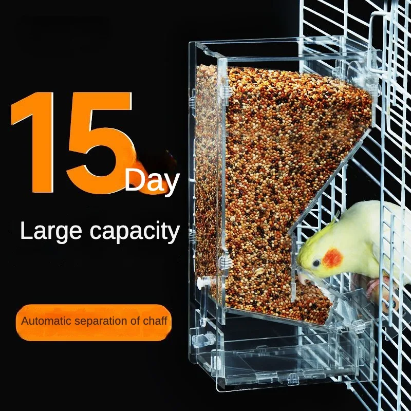 Automatic Bird Feeder Food Container No-Spill Transparent Automatic Bird Feeder Bird Feeding Tool with Integrated Pallets For