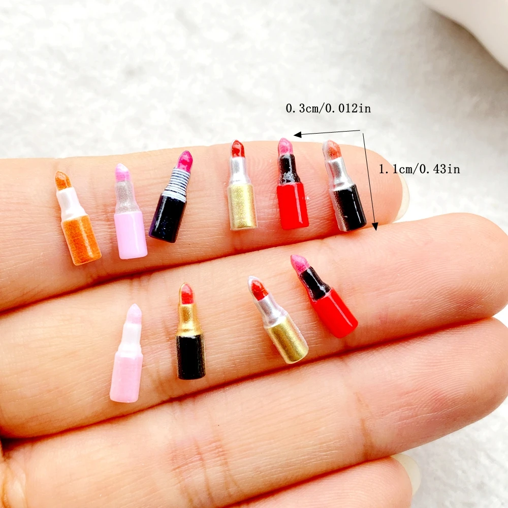 60pcs Resin Cute Colorful Mini Lipstick Art Nail Flat back Figurines DIY Scrapbook Decor Jewelry Crafts Accessories
