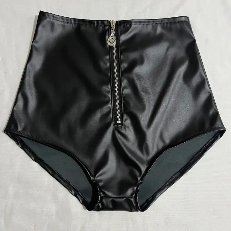 Summer Sexy PU Leather Black High Waist Shorts Women Glossy Dance Stage Plus Size Bottoms