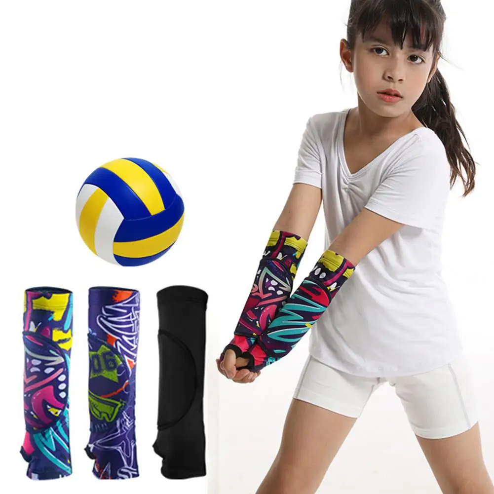 Volleyball Wrist Guard Soft Breathable Volleyball Arm Sleeves with Thumb Hole for Sweat Absorption Hand Protector for Enhanced