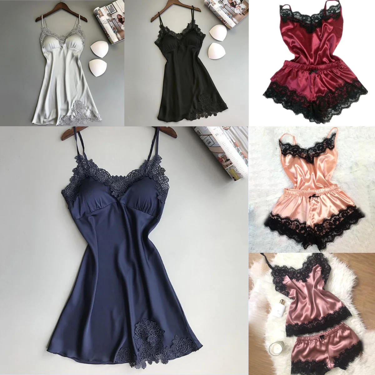 

Ladies Spring And Summer Ice Silk Thin Halter Home Service Satin Night Dresses Sexy Pajamas Women's Silk Suspender Nightdress