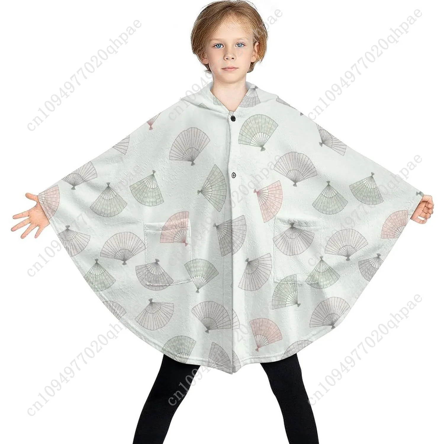 سترة بطانية مريحة من الفلانيل، هوديي كبير الحجم بنمط المشجعين مع جيوب للأطفال والمراهقين #3