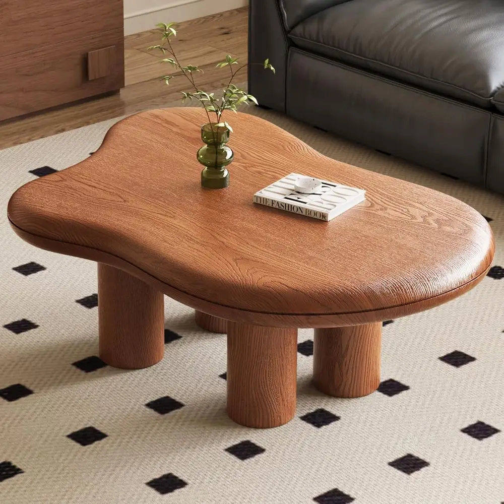 

Cloud-Shaped Coee Table, ern Soa Table with 4 Legs, Walnut inish Center Table, Small Irregular Tea Table or Living Room, Bedroom