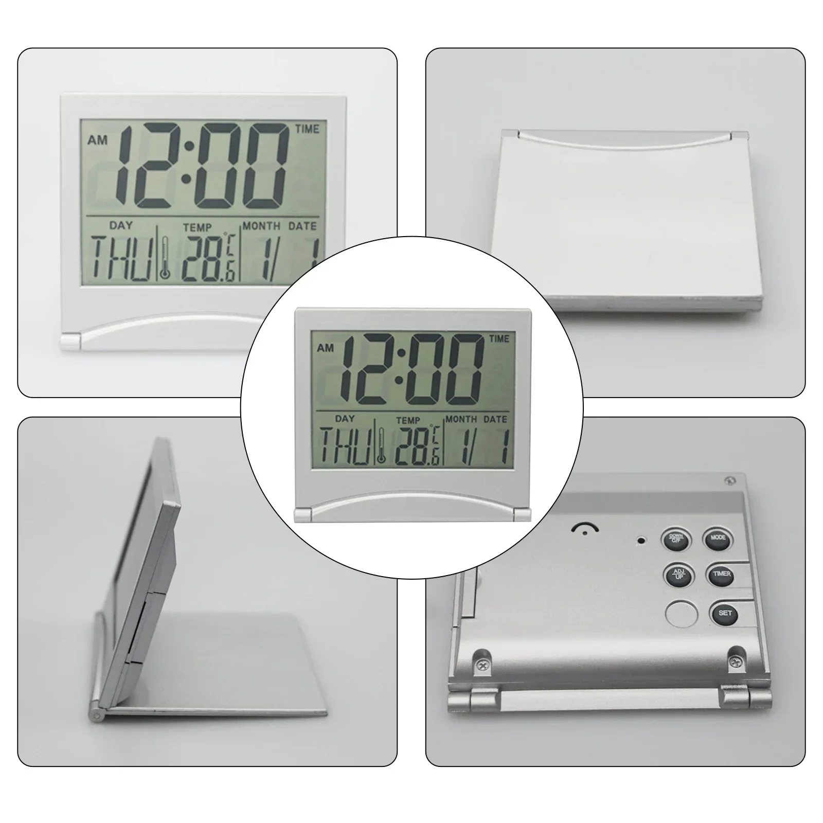 Electronic Clock With Date & Temperature  Portable & Compact Design  Easy To Read LCD Display  Silent Operation