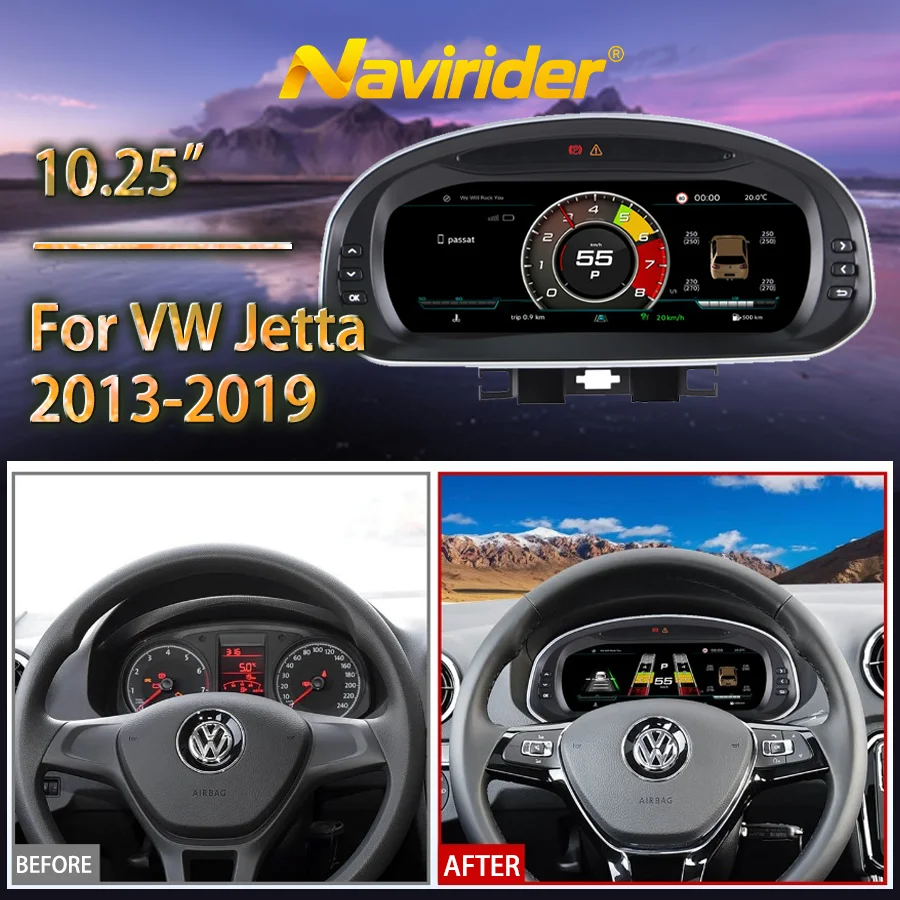 Digital Dash Tachometer Odometer For VW Jetta 2013-2019 Instrument Panel Cockpit Display Speedometer Digital Instrument Clock