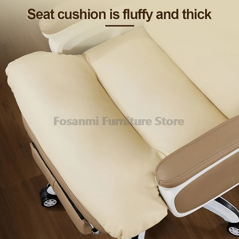 كرسي مكتب خلفي مريح مع دعامة قطنية ومسند رأس ، كرسي جلدي للمنزل ، مكتب
