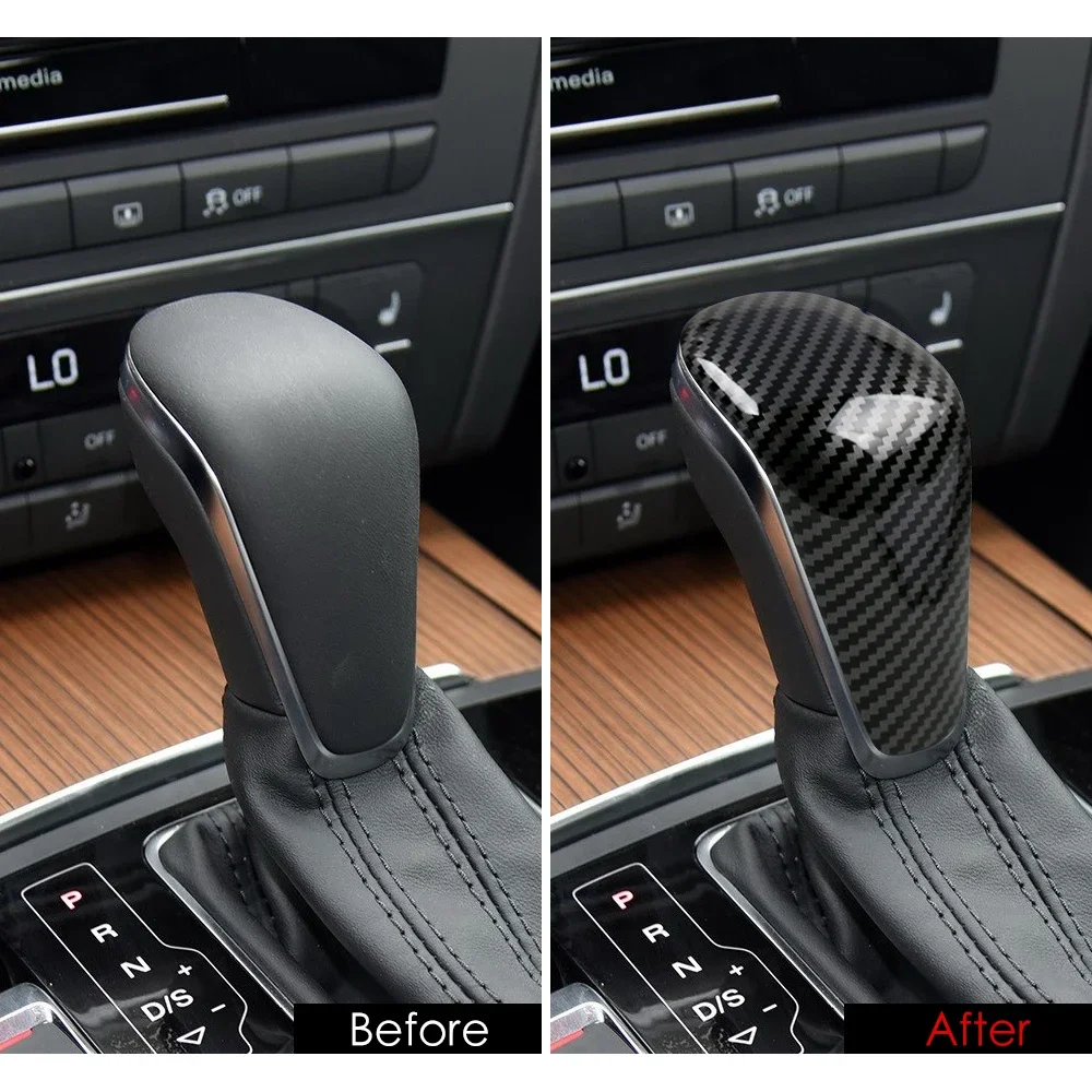 

1 piece BLACK Carbon Fiber Car Gear Shift Knob Cover Trim Sticker for Audi A6L 2016-2018 A7 2015-2018