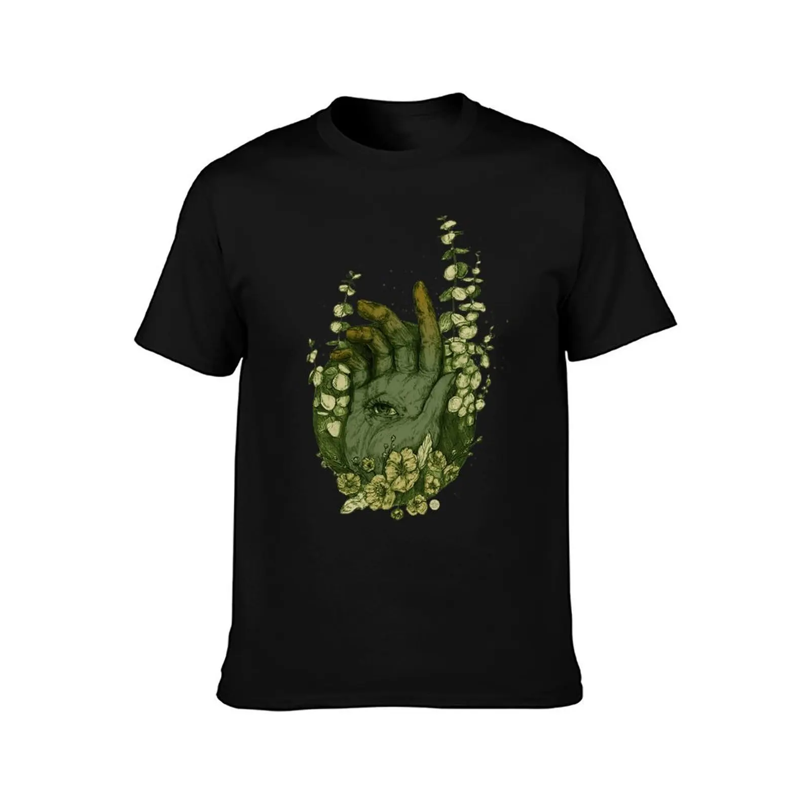 False Insight - Psychic Hand Illustration T-Shirt Summer Casual Cotton Tee Oversized Streetwear Tops Vintage Graphic Print