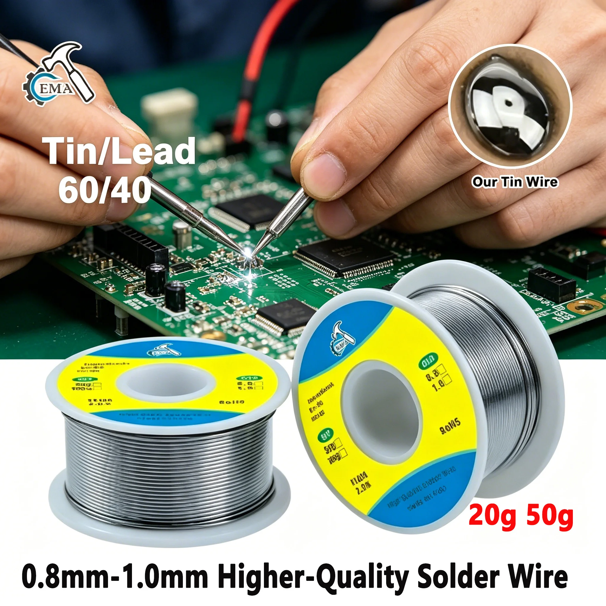 Fil à souder de qualité 100g, fil à souder en étain 60/40 ou 25/75, fil de soudage polyvalent, bobine de fil de fer, outil domestique
