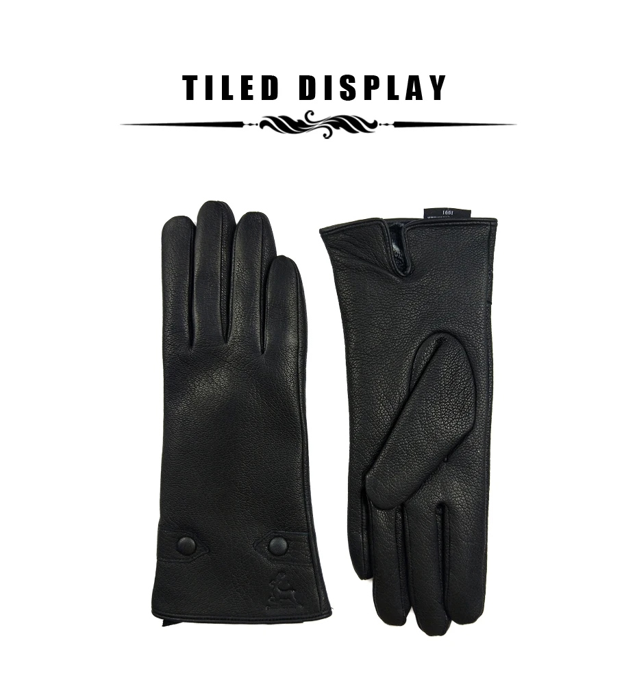 Women's Winter Leather Gloves Soft Lined High-Quality Deer Skin Touch Fastening Design Outdoor Warm Windproof Mittens