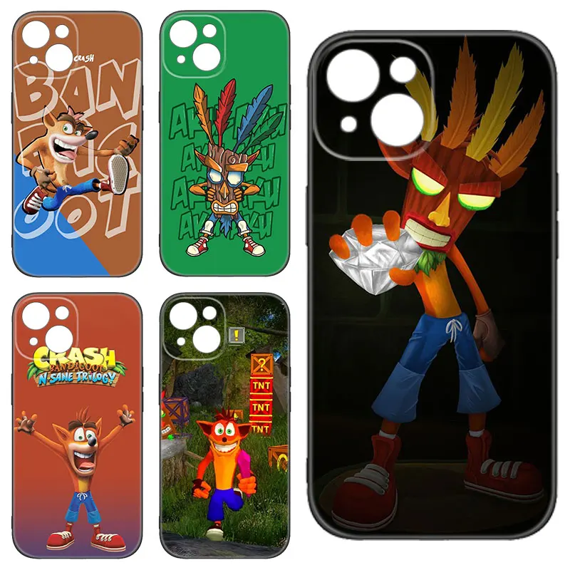 Crash Bandicoot Game Black Silicone Phone Case For Apple iPhone 12 13 Mini 11 14 15 Pro Max 7 8 Plus X XR XS SE 2020 2022