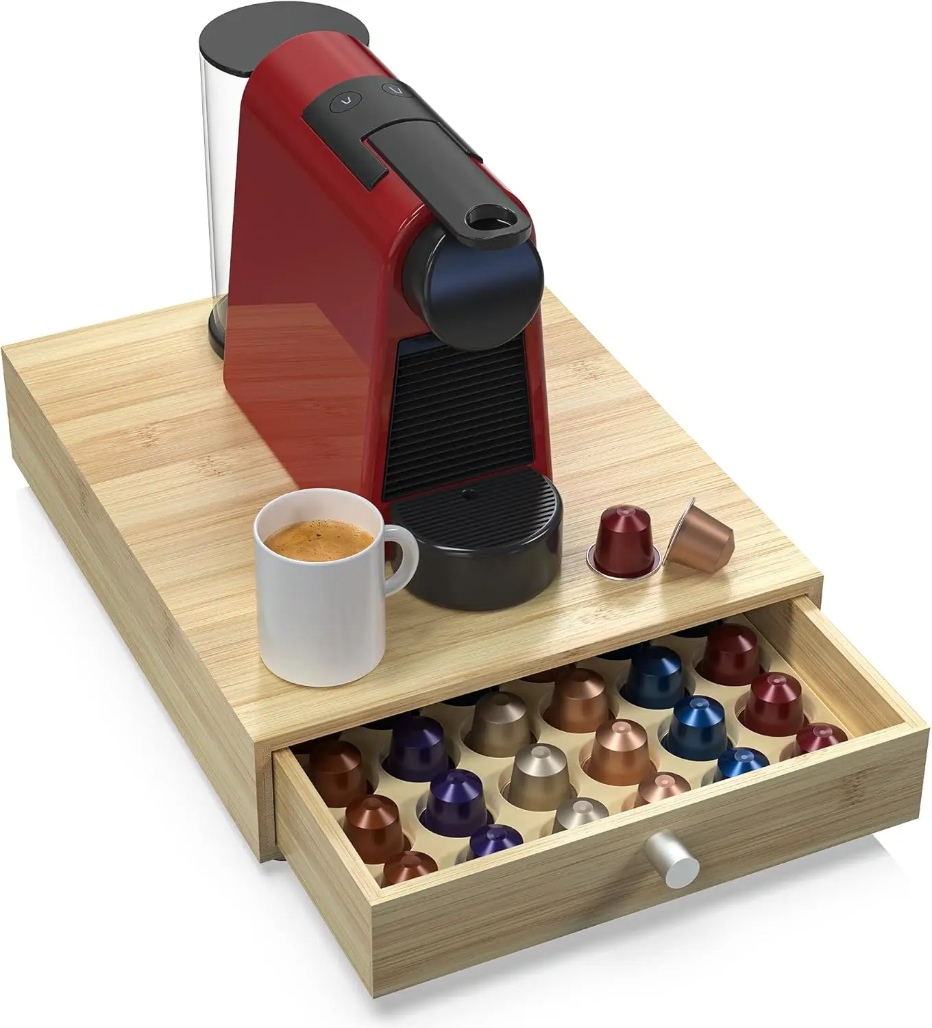 

Для оригинальных капсул Nespresso — бамбуковый держатель ящика для капсул для кофе — органайзер для 48 оригинальных капсул Line (14,5 дюймов x 11,7 дюймов x 3,2 дюйма В)