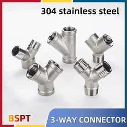 DN6/DN8/DN15/DN25 male+male+Female Threaded 3 Way Tee Y Pipe Fitting 1/4