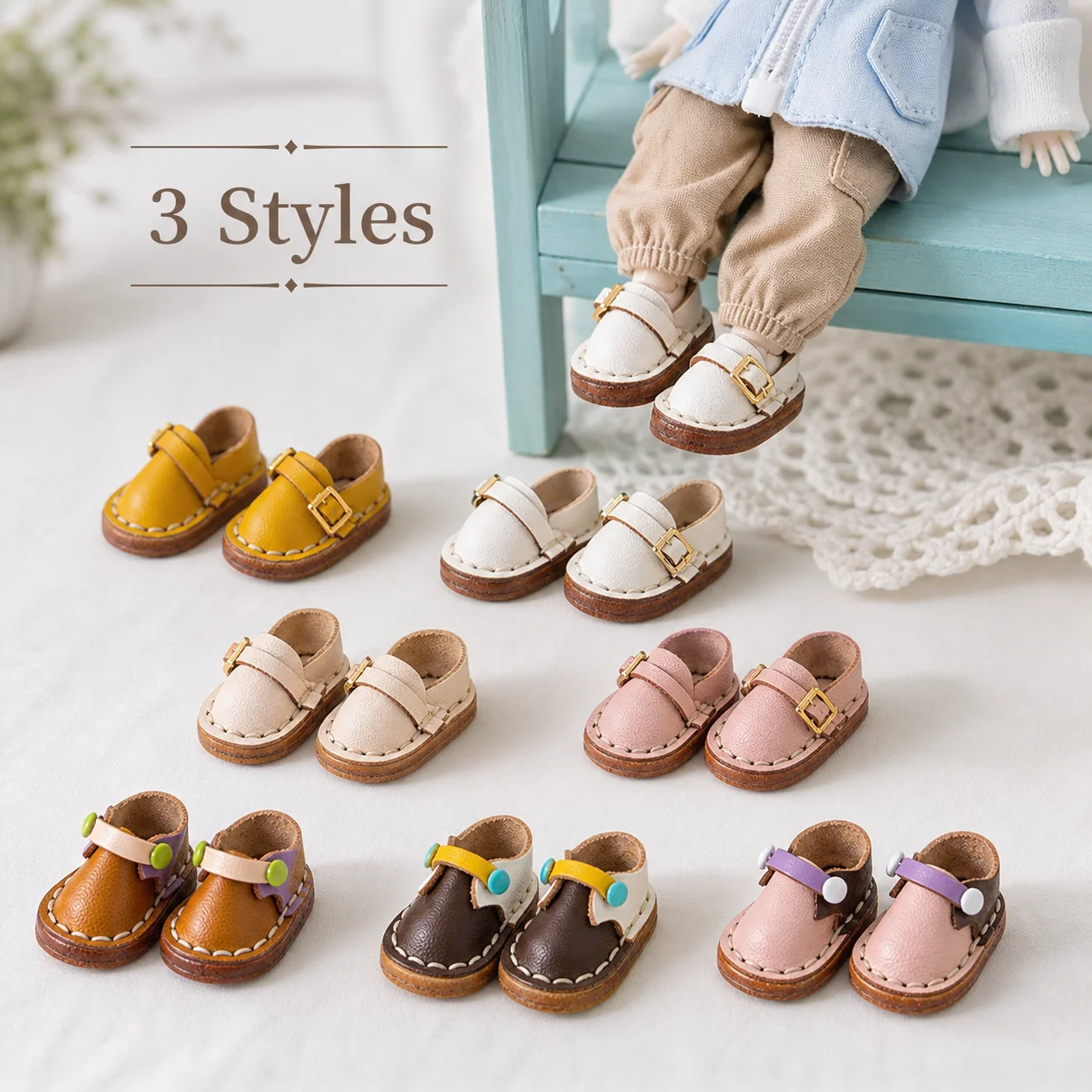 OB11 Doll Shoes Accessories OBITSU11 Doll Shoes Simple Button Shoes Nail Shoes Tassel Shoes Doll Shoes Collection Handmade Casua