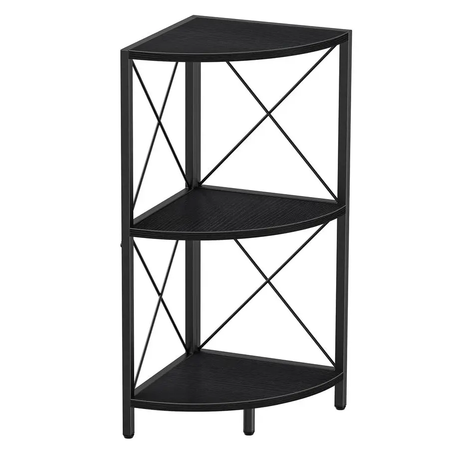 

Corner Shelf with Metal Frame, 3 Tier Corner Storage Organizer, Freestanding Corner Bookshelf Stand Display Rack for Kitchen, Li