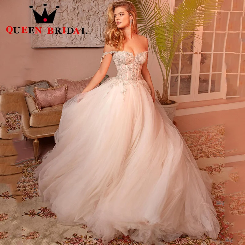 

A Line Elegant Beading Crystal Wedding Dress 2023 Vintage Off The Shoulder Backless Bridal Gowns Vestidos De Novia Custom C19X