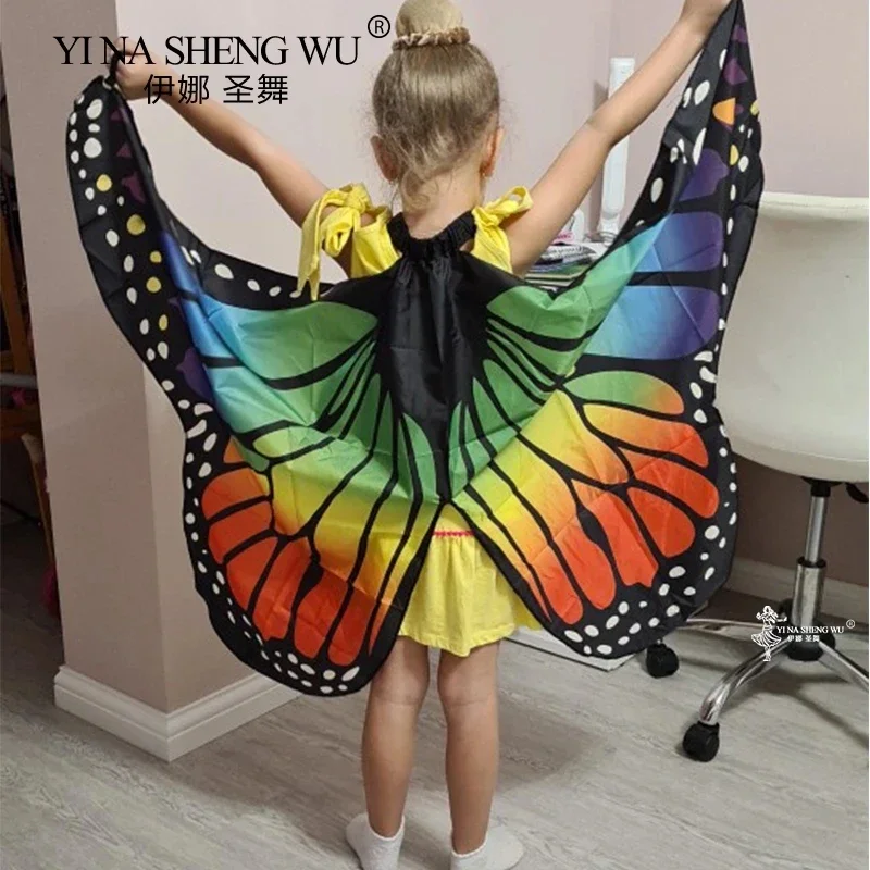 Dzieci motylkowe skrzydła wydajności akcesoria Cosplay Halloween karnawałowe rekwizyty skrzydła kostiumy dla dziewczynek chłopcy płaszcz Party FavorGift