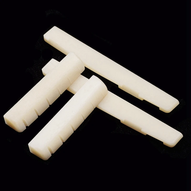 Folk Guitar Cow Bone Upper And Lower Saddle Bridge Saddle Nut Upper Saddle 43Mm Lower Bridge 74Mm Easy To Use