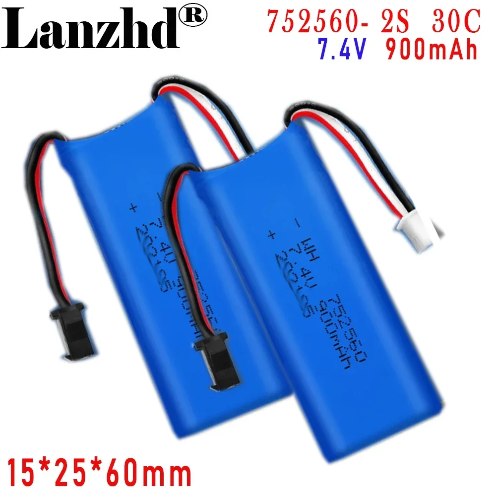 

NEW 752560 7.4V 30C high rate lithium battery 900mAh For car model medical products intelligent robot battery