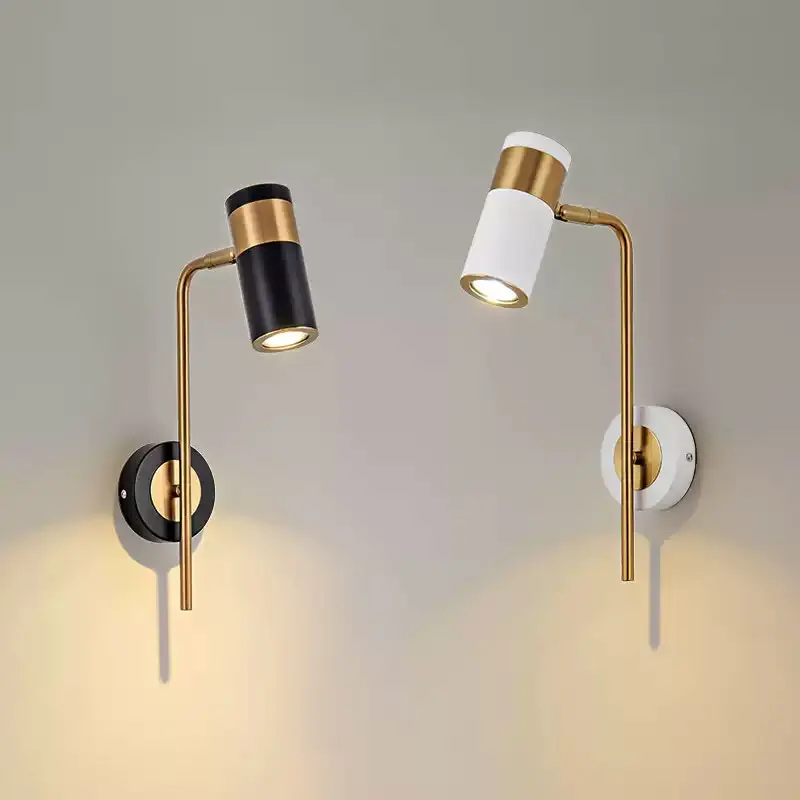 Modern Indoor White Gold Wall Lamps for Bedroom Bedside Reading Room Rotatable Sconce Lighting Aisle Background Wall Lights