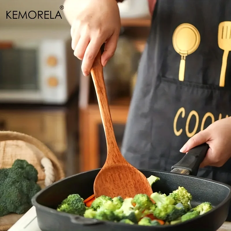 KEMORELA 4PCS Kitchen Utensil Set Kitchen Cooking Tools Wood Shovel Scoop Nonstick Cooking Food Shovel Spatula Spoon Food Shovel