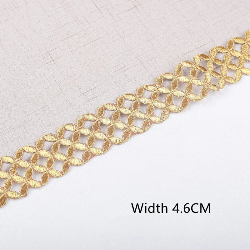 5Yards Gold and Silver Water Soluble Adhesive Back Hollow Embroidery Lace DIY Clothing Curtain Decoration Accessories Tools