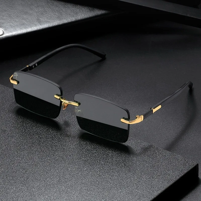 Retro Sunglasses Men Brand Designer Fashion Rimless Sun Glasses Shades Cutting Lens Ladies Eyeglasses UV400 Gafas De Sol