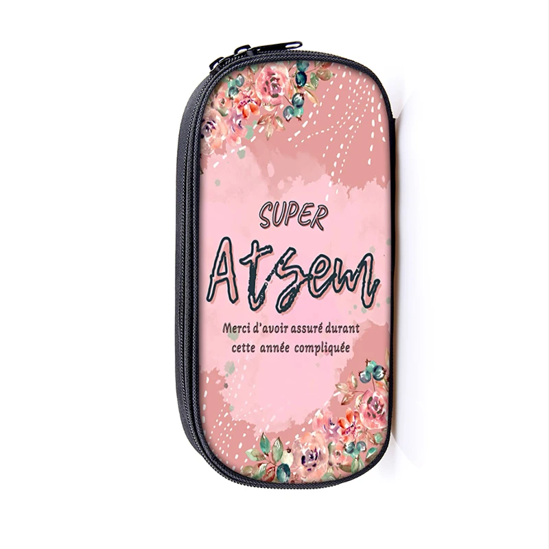 Super Atsem Merci Maitresse Pencil Bag Ladies Cosmetic Bags Teenagers Pencil Case School Supplies Teacher\'s Day Graduation Gift