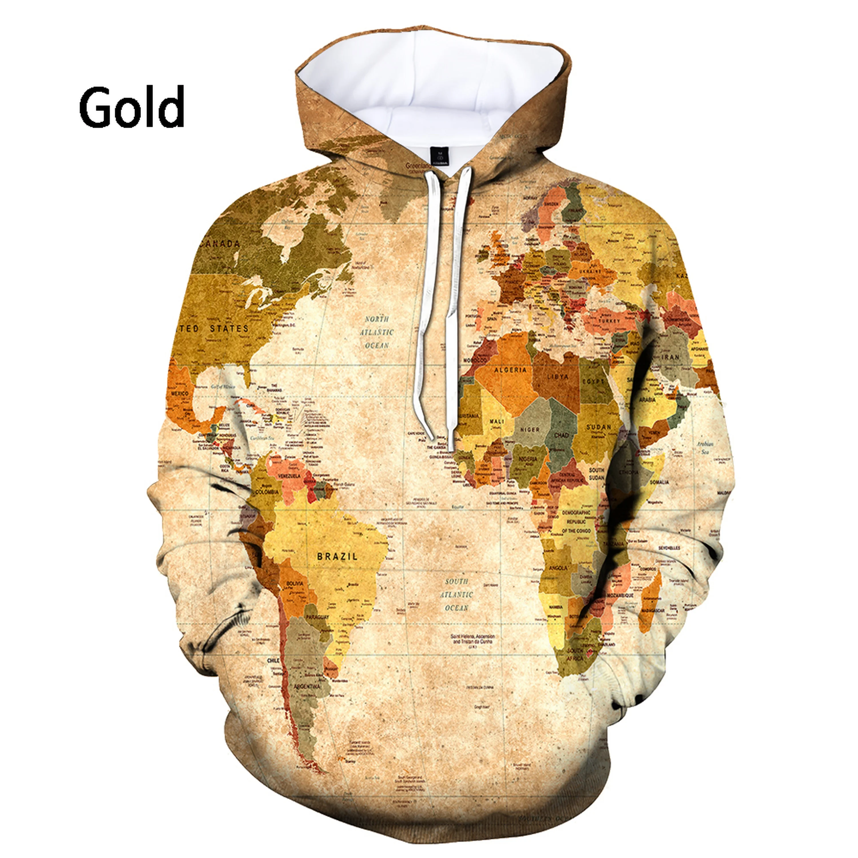 Men/women Fashion World Map 3d Printed Hoodie Funny Pullover Casual Sweatshirt Hooded Tracksuits