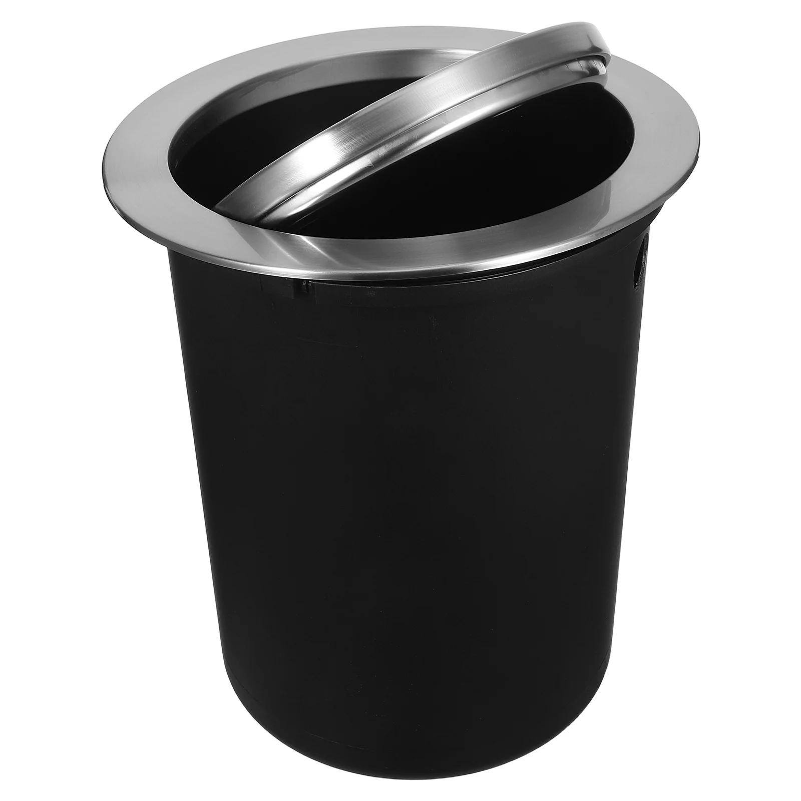 

1Set Stainless Steel Kitchen Bin Embedded Countertop Trash Can Flip Lid Seal Design Space Saving Kitchen Garbage Bin