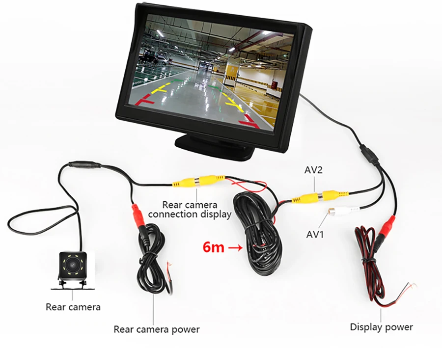 Universelles 4,3-Zoll-Rückfahrmonitor-Set für Autos, Nachtsicht-Rückfahrkamera für Fahrzeuge, DVR-Parksystem, einfache Installation – Detail 5