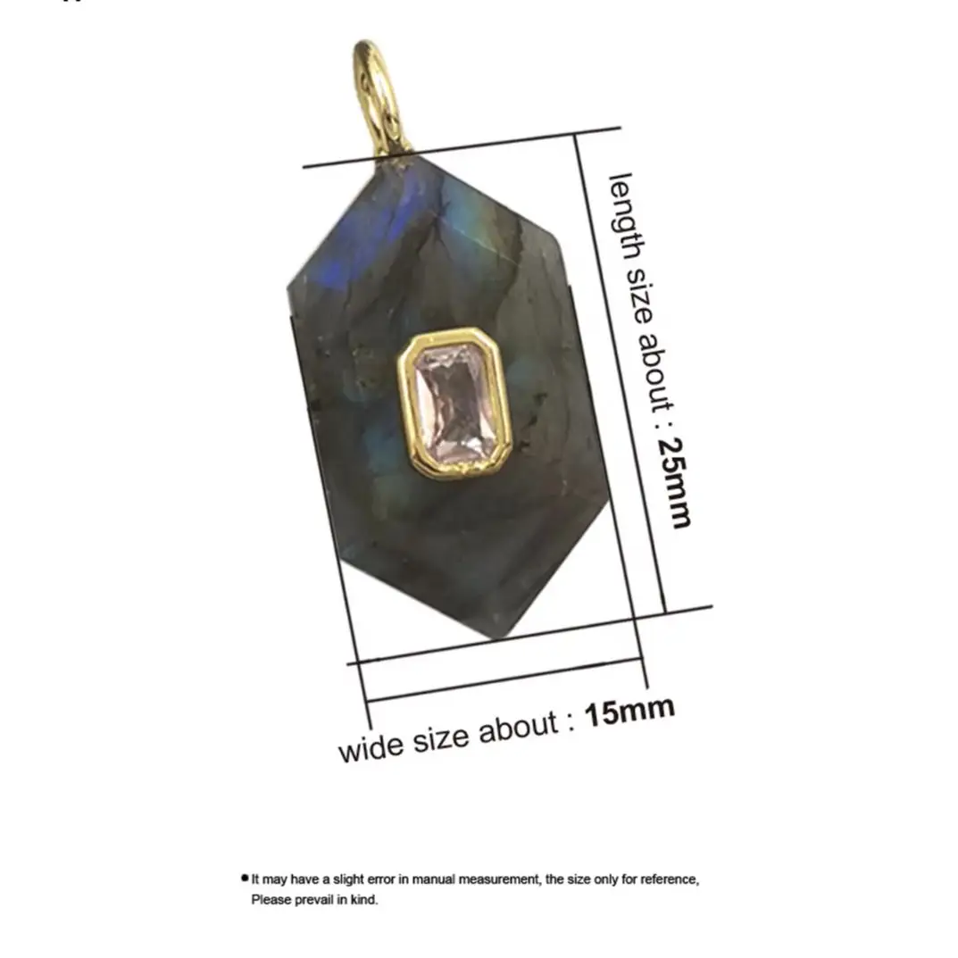 WT-P2083 Hotsale Geometric Pentagon Texture Best-Selling Gemstone And Zircon Paved Pendants Charms Series Jewelry Accessory