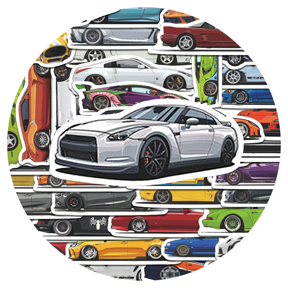 10/30/70 Stück Cartoon-Nachrüst-Rennwagen-Aufkleber Vintage Supercar Coole Graffiti-Sticker DIY Scrapbook Laptop Gepäck JDM Aufkleber