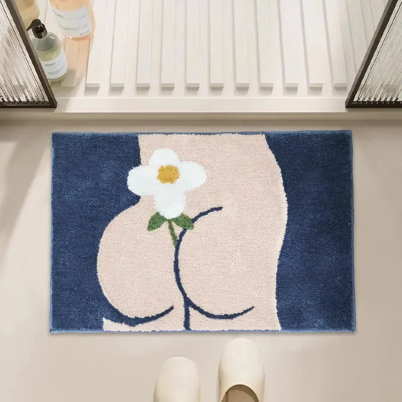 VIKAMA Ultra Soft Flannel Bath Mat Non Slip Water Absorbent Machine Washable Bathroom Shower Floor Home Decor Rug Supplies