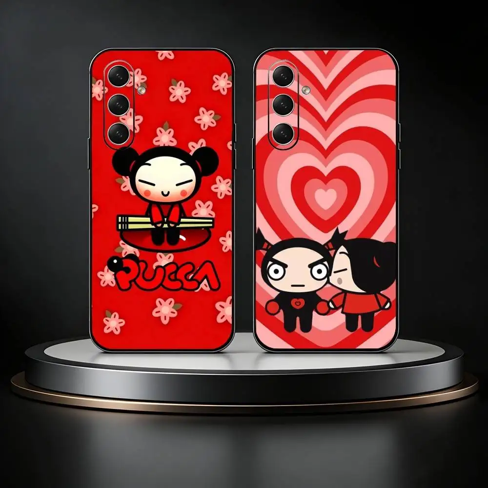 Cute Cartoon Pucca Garu Phone Case For Samsung Galaxy A73,A21s,A22,A31,A52,A53,A71,A41Soft Black Shell