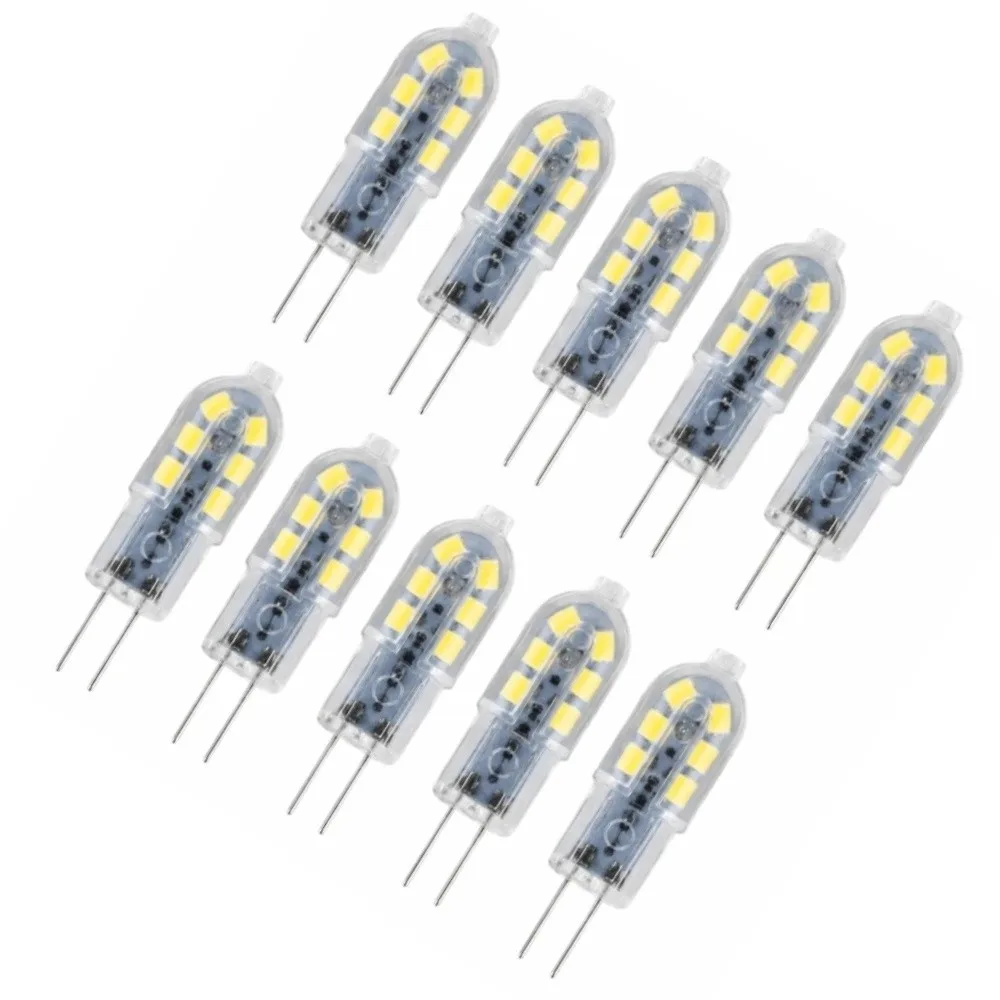 10 Pack Bright G4 LED Bulbs Dimmable Brightness Bi Pin Base LED Bulb Lights 360° Bean Angle DC 12V LED Light Bulbs Chandelier