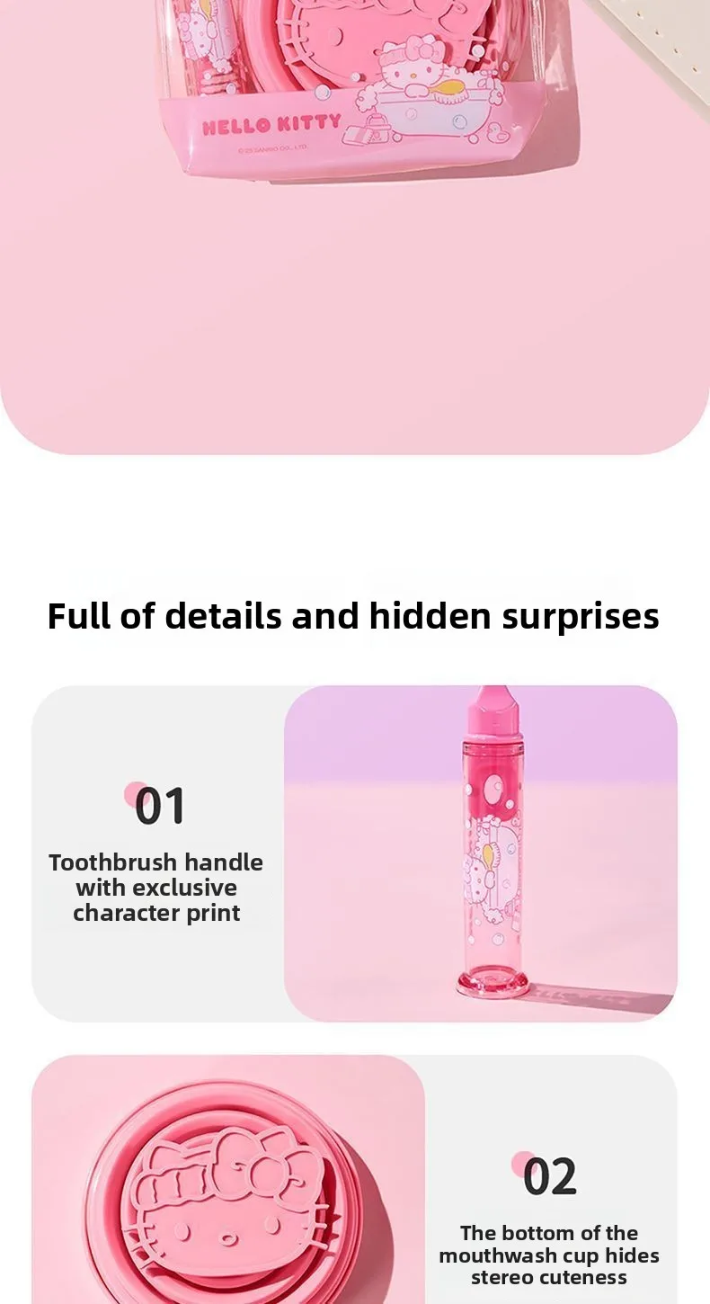 Sanrio Hello Kitty Wash Folding Cup Kuromi Cartoon Cute Creative Water Cup Toothbrush Set Portable Travel Mouthwash Cup