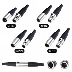 3/4/5/6pin Mini XLR Aviation Connector Female Plug Male Socket Zinc Alloy+copper pins for MIC Microphone Audio Video Connecting