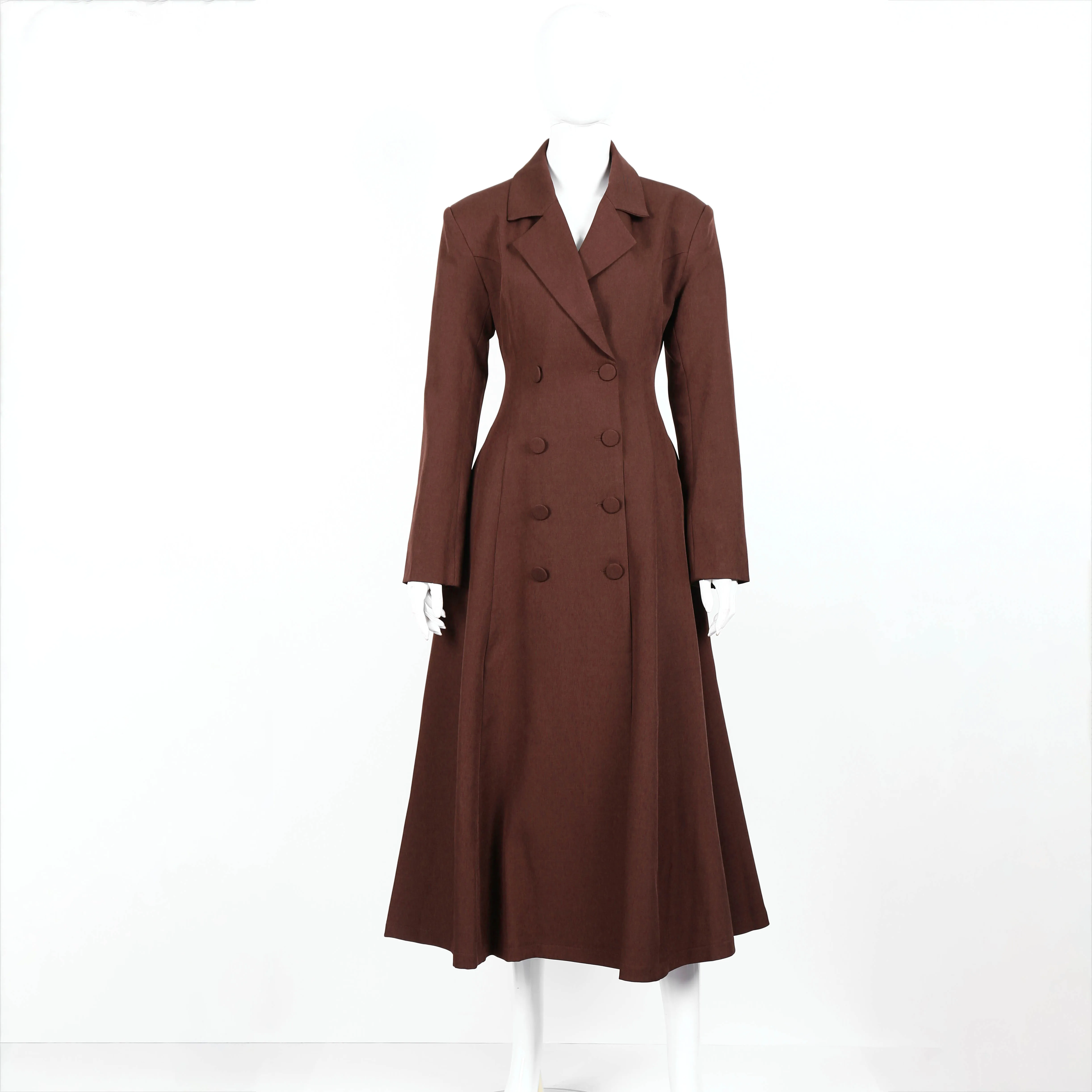 

Women's Brown Double Breasted Trench Coat Spring 2025 Simple yet high-quality Fashion Lapel Elegant Long Outerwear