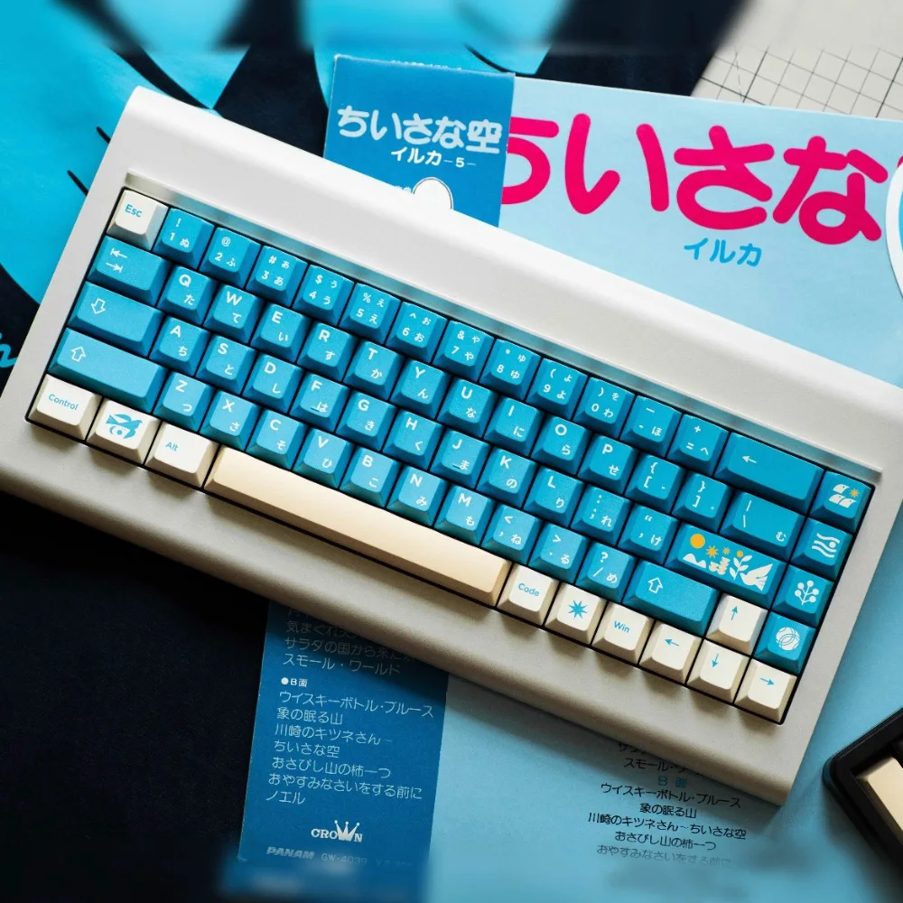 Blue Bird Theme Keycap Set 145Key PBT Custom Blue Minimalist Keyboard Cap Cherry Profile KeyCap for Mechanical Keyboard Gifts