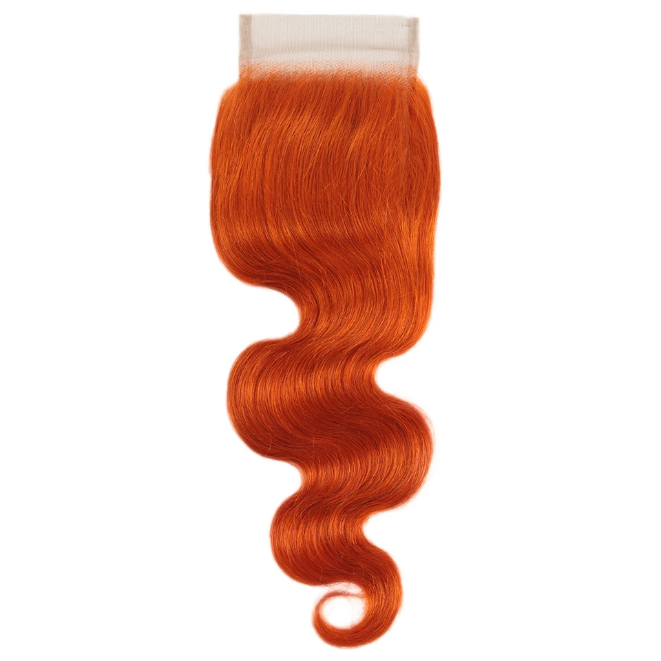 Fasci di onde del corpo brasiliane bionde arancioni Styleicon con chiusura Remy tessuto colorato per capelli umani 3 fasci con chiusura