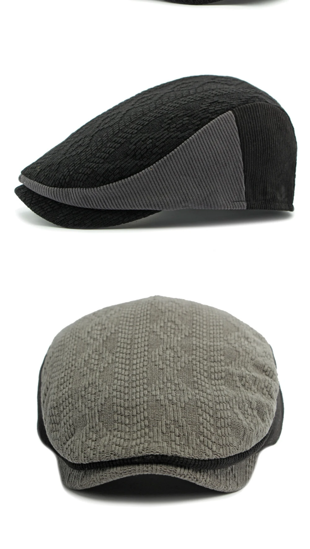 HT4577 Berets Herbst Winter Hut Kappe für Männer Frauen Vintage Gestrickte Baskenmütze Hut Männlich Weiblich Einstellbare Baskenmütze Kappe Unisex Ivy Flache Kappe – Detail 9