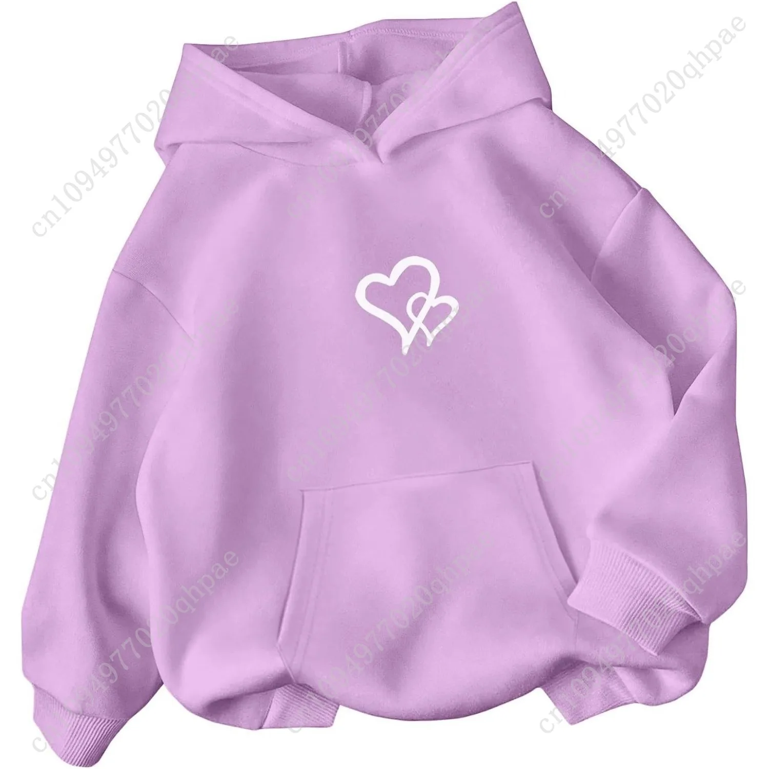 سويت شيرت بغطاء للرأس بأكمام طويلة للفتيات، بلوفر لطيف برسومات سميكة