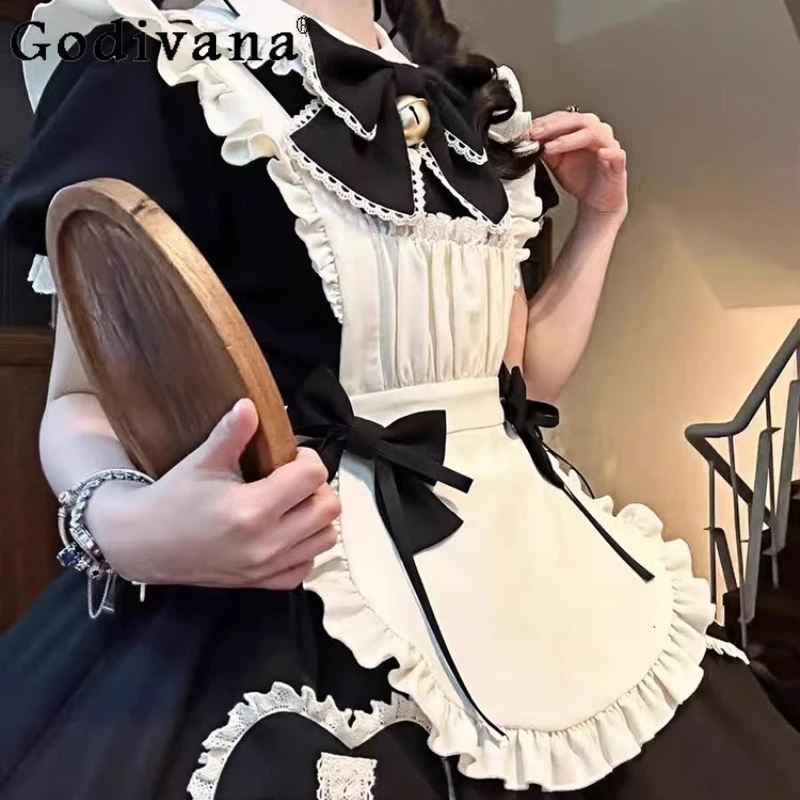 Cameriera Cosplay Abito dolce e carino Lolita Girl Vita Anime Performance Dress Abito da costume uniforme grembiule estivo da donna